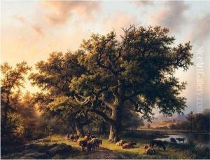 Cattle Drivers In A Rhine Landscape Cattle Drivers In A Rhine Landscape