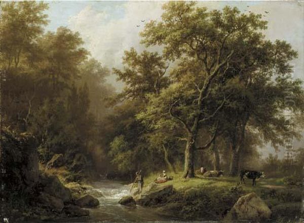 Bosch En Heuvelachtig Landschap Met Een Stroomende Beek - view 1