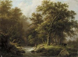 Bosch En Heuvelachtig Landschap Met Een Stroomende Beek by Barend Cornelis Koekkoek