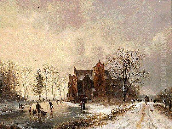 A Dutch Castle In A Winter Landscape - view 1