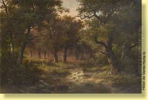 Conversation Au Bord De La Riviere by Hendrik Pieter Koekkoek