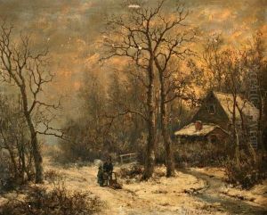 Figuren Met Duwslede In Winters Bos