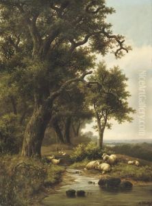 Sheep Near A Forest Stream