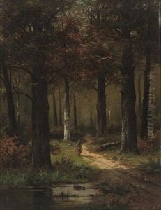 A Faggot Gatherer In The Woods by Hendrik Pieter Koekkoek