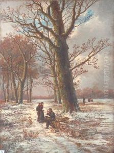 A Winter Scene With Figures In The Foreground