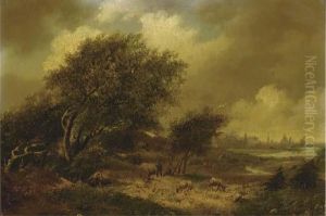 A Wooded Landscape With A City Beyond