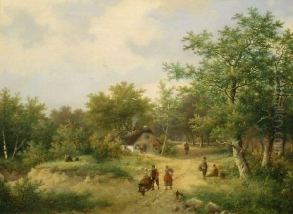 Figures Along A Country Road - view 1