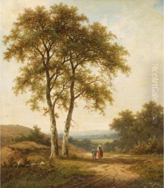 Figures In A Wooded Landscape - view 1