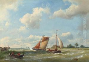 Dutch Barges In Choppy Waters