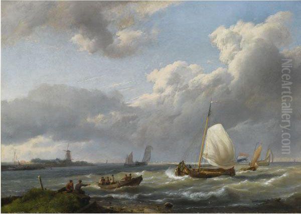 A Coastal Scene With Fishing Vessels - view 1