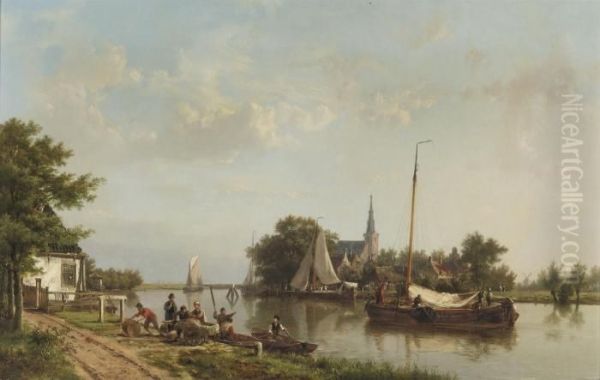 A Village Along A Calm River In Summer - view 1