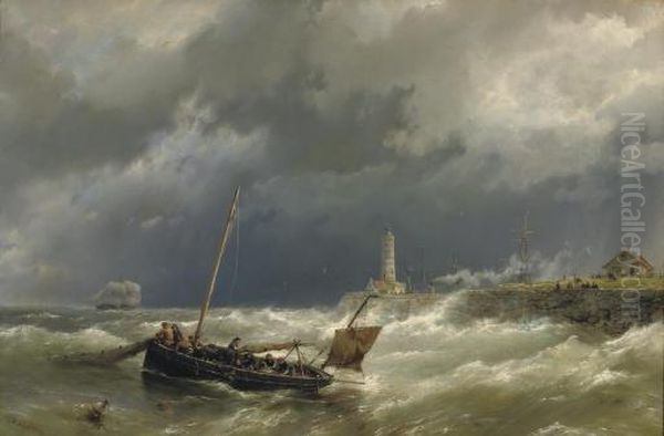 Gathering The Nets On A Stormy Sea - view 1
