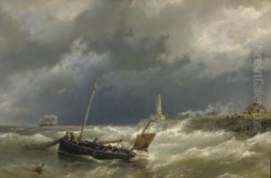 Gathering The Nets On A Stormy Sea