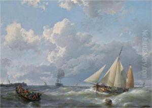 Shipping Off The Coast by Hermanus Koekkoek
