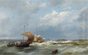 Shipping In Stormy Weather by Hermanus Koekkoek