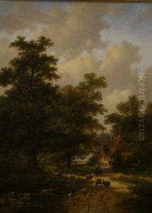 Figures And Sheep On A Path