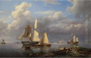 Shipping Estuary: Hauling In The Boats At Day's End by Hermanus Koekkoek
