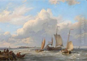 Shipping Off The Dutch Coast by Hermanus Koekkoek
