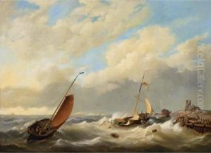 A Sailing Boat In Distress by Hermanus Koekkoek