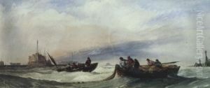 Fischerboote Und Schiffe In Kustennahe by Hermanus Koekkoek