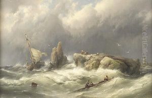 A Shipwreck Off The Coast by Hermanus Koekkoek