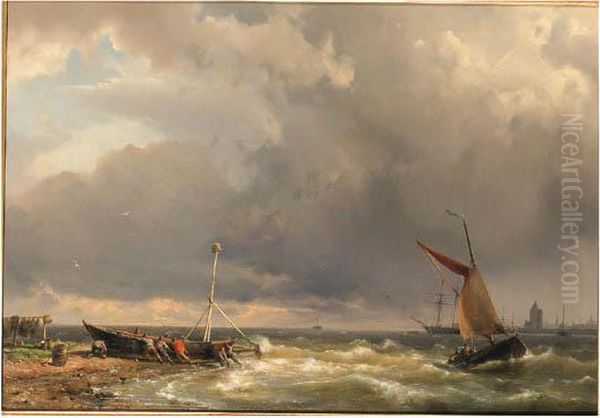 Shipping In A Stiff Breeze Near Enkhuizen - view 1