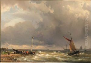 Shipping In A Stiff Breeze Near Enkhuizen