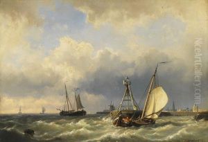 Ausfahrt Aus Dem Hafen Von Enkhuizen by Hermanus Jr. Koekkoek