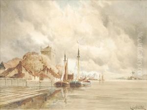 Dutch Canal Views by Hermanus Jr. Koekkoek