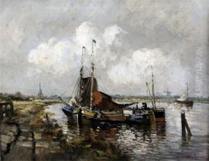 Moored Barges On An Estuary