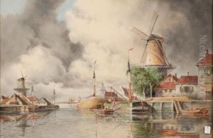 Dutch Canal View by Hermanus Jr. Koekkoek
