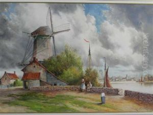 Windmill Beside A River Windmill Beside A River