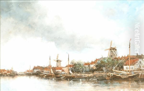 Jan Van Couver Dutch Canal Scene - view 1
