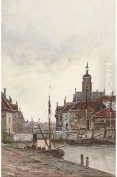 A Harbour Town With Moored Vessels - view 1