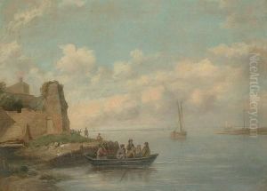 Men In A Boat Rowing Out