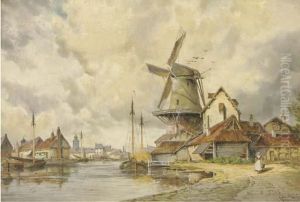 View Of A Dutch Town by Hermanus Jr. Koekkoek