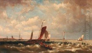 Shipping Off The Dutch Coast by Hermanus Jr. Koekkoek
