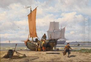Unloading The Catch by Johannes Hermann Barend Koekkoek