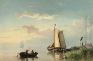 Fishing On A Calm by Johannes Hermann Barend Koekkoek