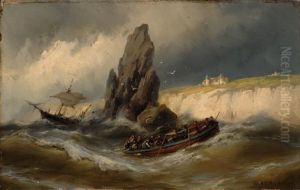 Shipwreck On The Englishshore by Johannes Hermann Barend Koekkoek