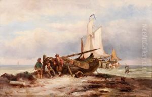 Kustlandskap Med Fiskare by Johannes Hermann Barend Koekkoek