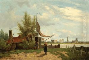 Laundry Day At A Shippersfamily by Johannes Hermann Barend Koekkoek