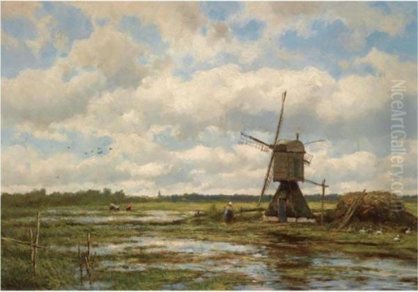 A Windmill In A Polder Landscape - view 1