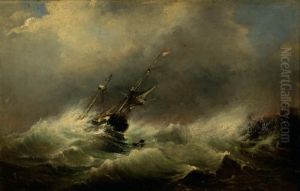 A Ship With Dutch Flag On A Wild Sea A Ship With Dutch Flag On A Wild Sea