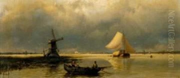 Retour De Peche Dans Un Paysage Hollandais - view 1