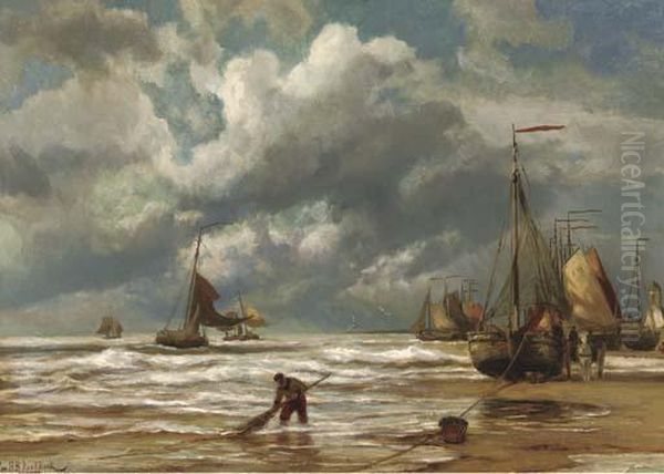 Bomschuiten On The Beach Of Katwijk - view 1