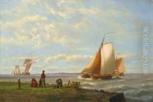Fischerboote An Der Kuste. 
Signiert Und Datiert Unten Links: Jan H. B. Koekkoek 1868. Ol Auf 
Leinwand. H 36; B 54 Cm. by Johannes Hermann Barend Koekkoek