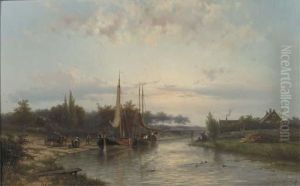 Unloading The Riverbarges In Summer