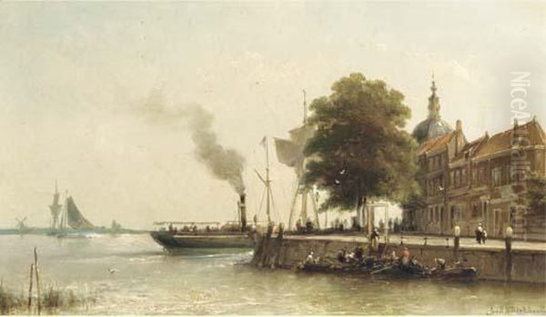 Aan De Kade: A Steamship Passing The Groot Hoofd, Dordrecht - view 1