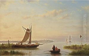 Shipping In A Calm by Johannes Hermann Barend Koekkoek